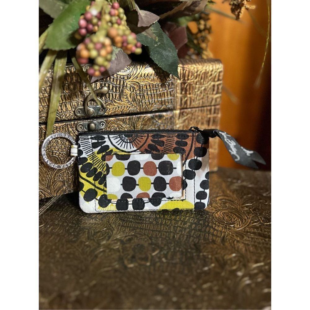 Vera Bradley Cocoa Miss Zip ID Cade Keychain EUC